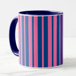 Pink Blue Stylish Stripes Pattern Design Mug