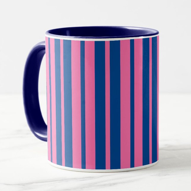 Pink Blue Stylish Stripes Pattern Design  Mug (Creator Uploaded)