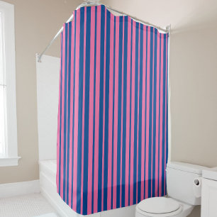 Pink Blue Stylish Stripes Pattern Design  Shower Curtain