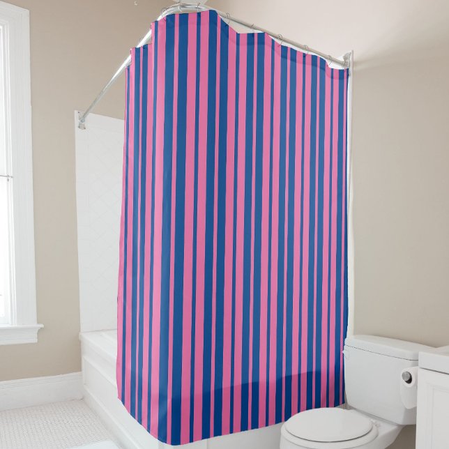 Pink Blue Stylish Stripes Pattern Design  Shower Curtain (Creator Uploaded)
