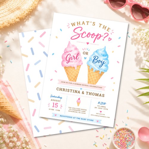 Pink Blue Summer Baby Gender Reveal Party Invitation