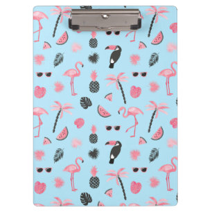 Pink & Blue Summer Tropical Pattern Clipboard