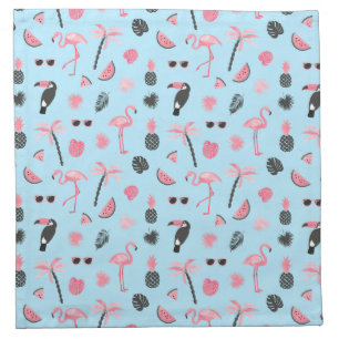 Pink & Blue Summer Tropical Pattern Cloth Napkin