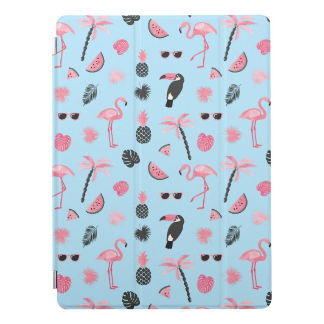 Pink & Blue Summer Tropical Pattern iPad Pro Cover (Front)