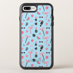 Pink & Blue Summer Tropical Pattern OtterBox Symmetry iPhone 8 Plus/7 Plus Case