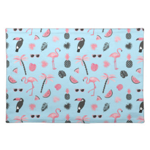 Pink & Blue Summer Tropical Pattern Placemat