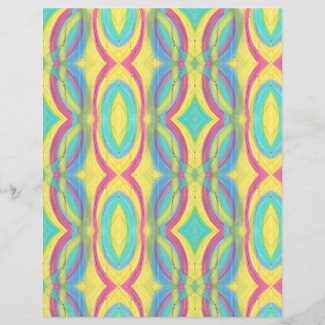 Pink Blue Teal Abstract Shapes Yellow Paper