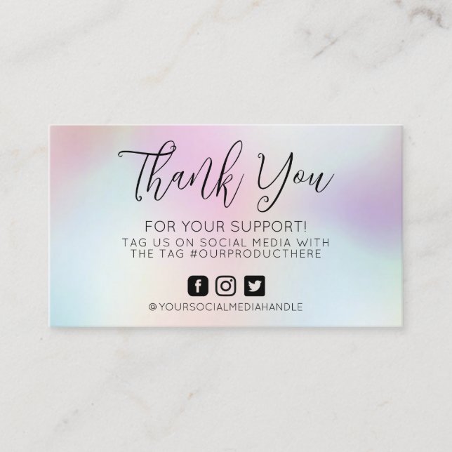 Pink Blue Thank You Whimsical Business Card (Front)