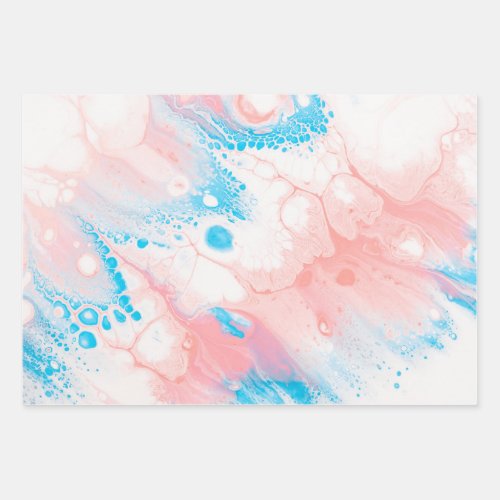 Pink  Blue Tie Dye Hippie Style Boho Cute Retro Wrapping Paper Sheets