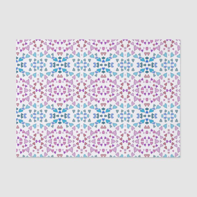 Pink Blue Tiny Hearts Tissue Paper (Front)
