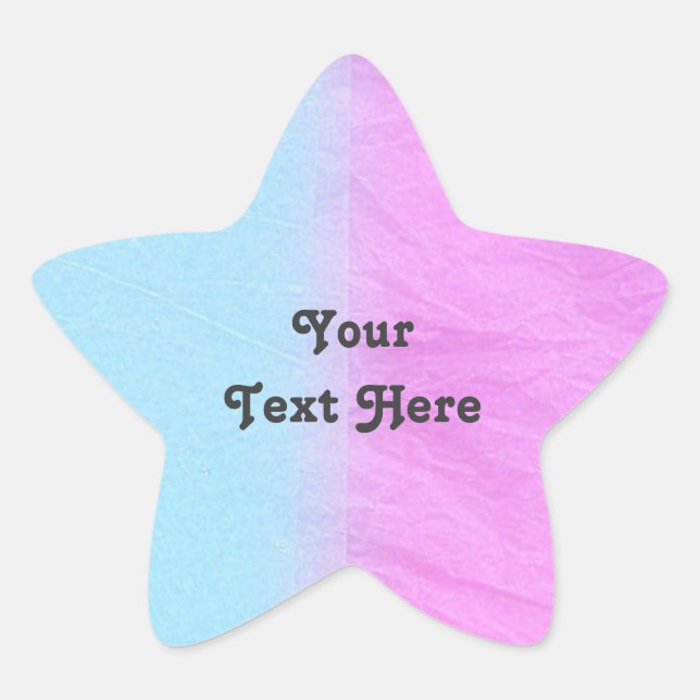 Pink & Blue Tissue Paper Star Sticker | Customize (Front)