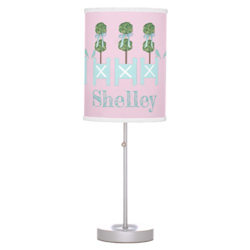 Pink Blue Topiary Turquoise Bird Birds Table Lamp