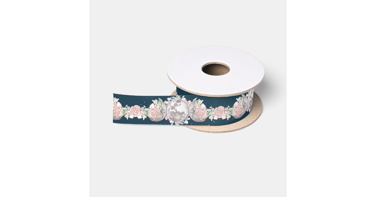 Pink & Blue Triple Moon Night Sky Handfasting Satin Ribbon | Zazzle