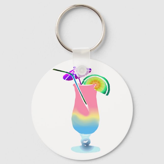 Pink & Blue Tropical Drink Keychain (Front)