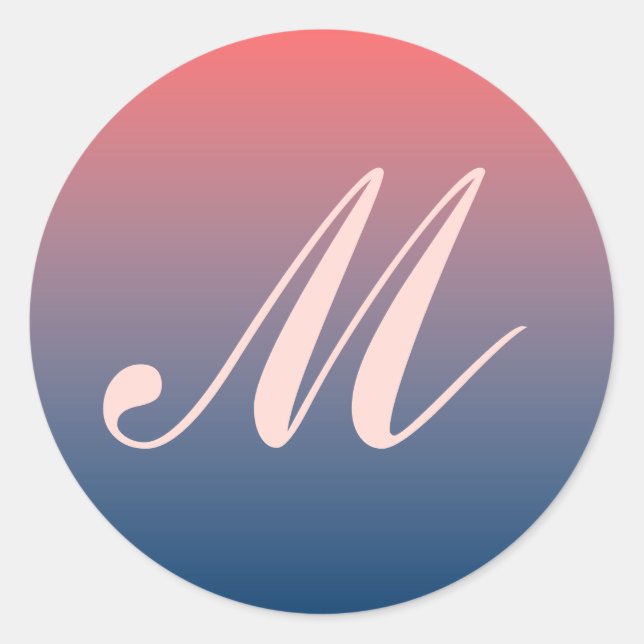 Pink & Blue Twilight Monogram Wedding Seal (Front)