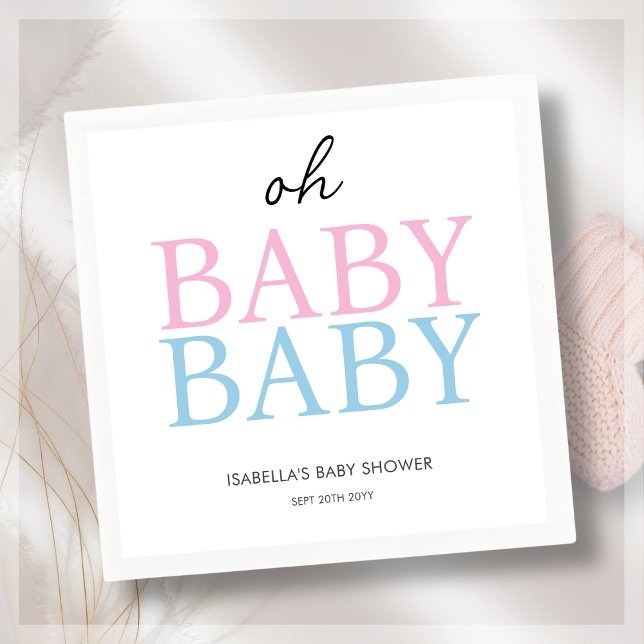 Pink & Blue Twin Baby Shower Napkins (Creator Uploaded)