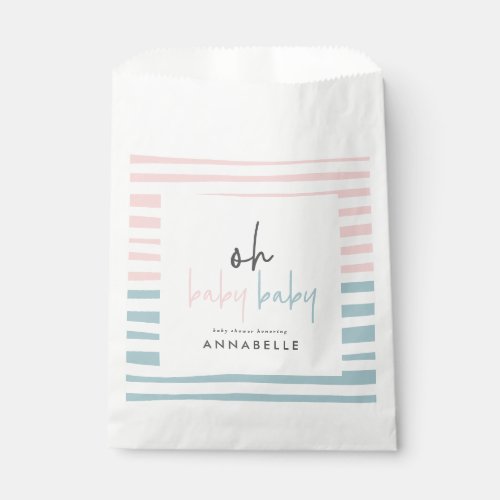 pink blue twin baby shower typography modern favor bag