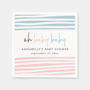 pink blue twin baby shower typography modern party napkins