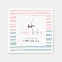 pink blue twin baby shower typography modern party