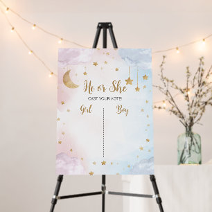 Pink Blue Twinkle Little Star Gender Reveal Sign