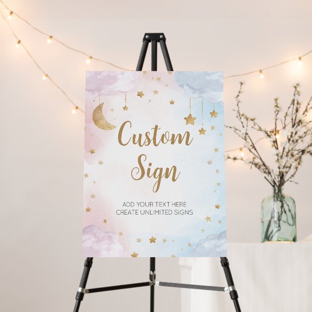Pink Blue Twinkle Little Star Gender Reveal Sign (In Situ (Stand))