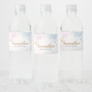 Pink Blue Twinkle Little Star Gender Reveal Water Bottle Label