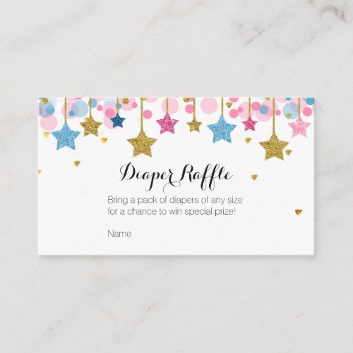 Pink Blue Twinkle Twinkle Star_ Diaper Raffle Card