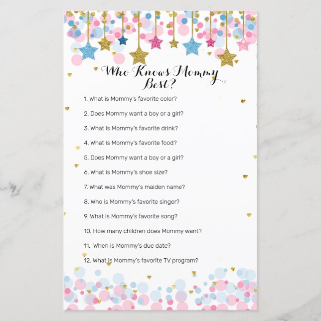 Pink Blue Twinkle Twinkle Who Knows Mommy Best (Front)