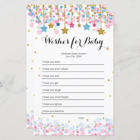 Pink Blue Twinkle Twinkle Wishes for Baby Game (Front/Back)