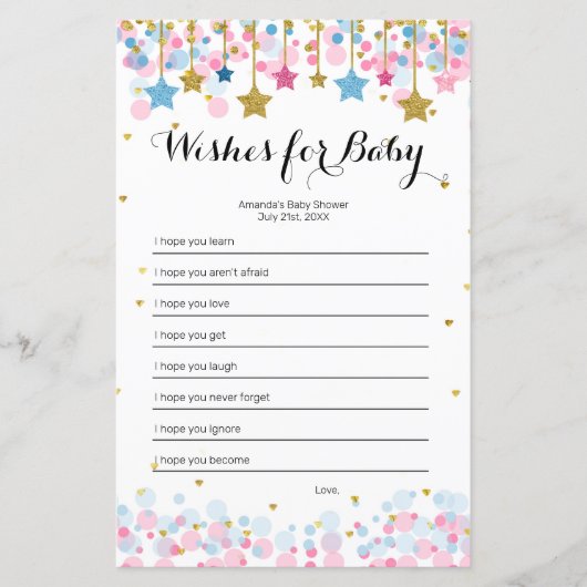 Pink Blue Twinkle Twinkle Wishes for Baby Game (Front)