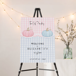 Pink & Blue Two Li'l Pumpkins Baby Welcome Sign