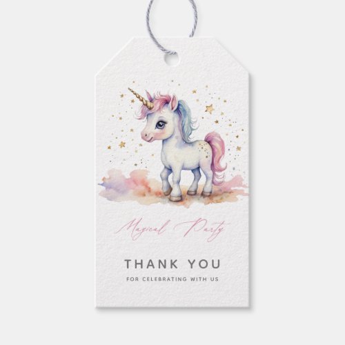 Pink Blue Unicorn Girl Birthday Thank You Gift Tags
