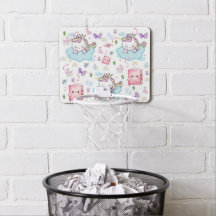 Pink, Blue Unicorn Rainbow Cat Basketball Hoop 
