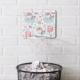 Pink, Blue Unicorn Rainbow Cat Basketball Hoop