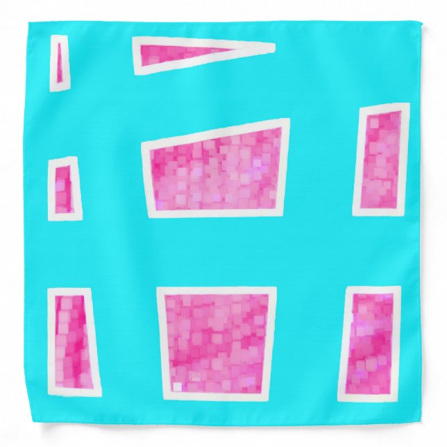 Pink/Blue Unique Geometric Pattern Bandana (Front)
