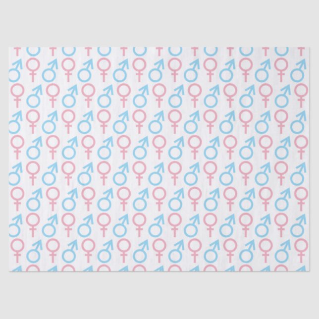 Pink blue unisex pattern gender reveal tissue tissue paper (Front)
