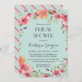 Pink Blue Vintage Flower Bridal Shower Invitation (Front/Back)