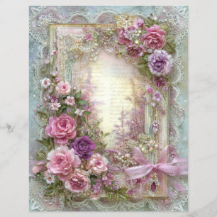 Pink Blue Vintage Junk Journal Scrapbook Paper