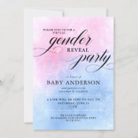 Pink & Blue Virtual Gender Reveal Party Invitation