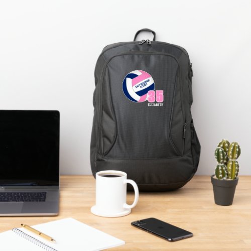 pink blue volleyball club team colors custom name port authority backpack