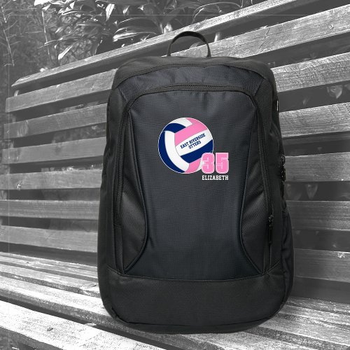 pink blue volleyball club team colors custom name port authority backpack