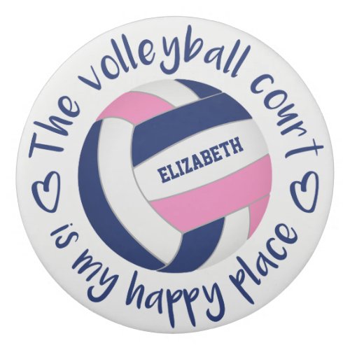 pink blue volleyball court my happy place eraser