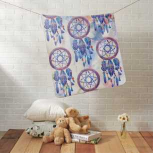 Pink Blue Watercolor Dreamcatcher Modern Boho Baby Blanket
