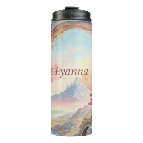 Pink Blue Watercolor Fantasy  Thermal Tumbler