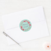 Pink Blue Watercolor Floral Wreath Wedding Sticker (Envelope)