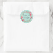 Pink Blue Watercolor Floral Wreath Wedding Sticker (Bag)