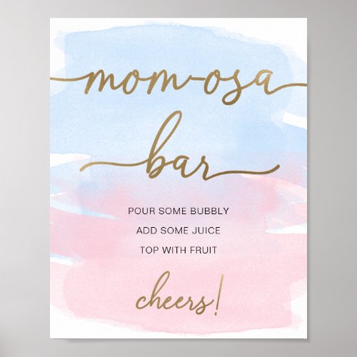 Pink Blue Watercolor Gold Mom_osa Bar Sign