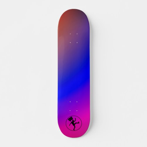 Pink  Blue Watercolor Gradient Abstract Holo Skateboard