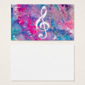 Pink Blue Watercolor Paint Music Note Treble Clef (Front & Back)