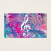 Pink Blue Watercolor Paint Music Note Treble Clef (Front)